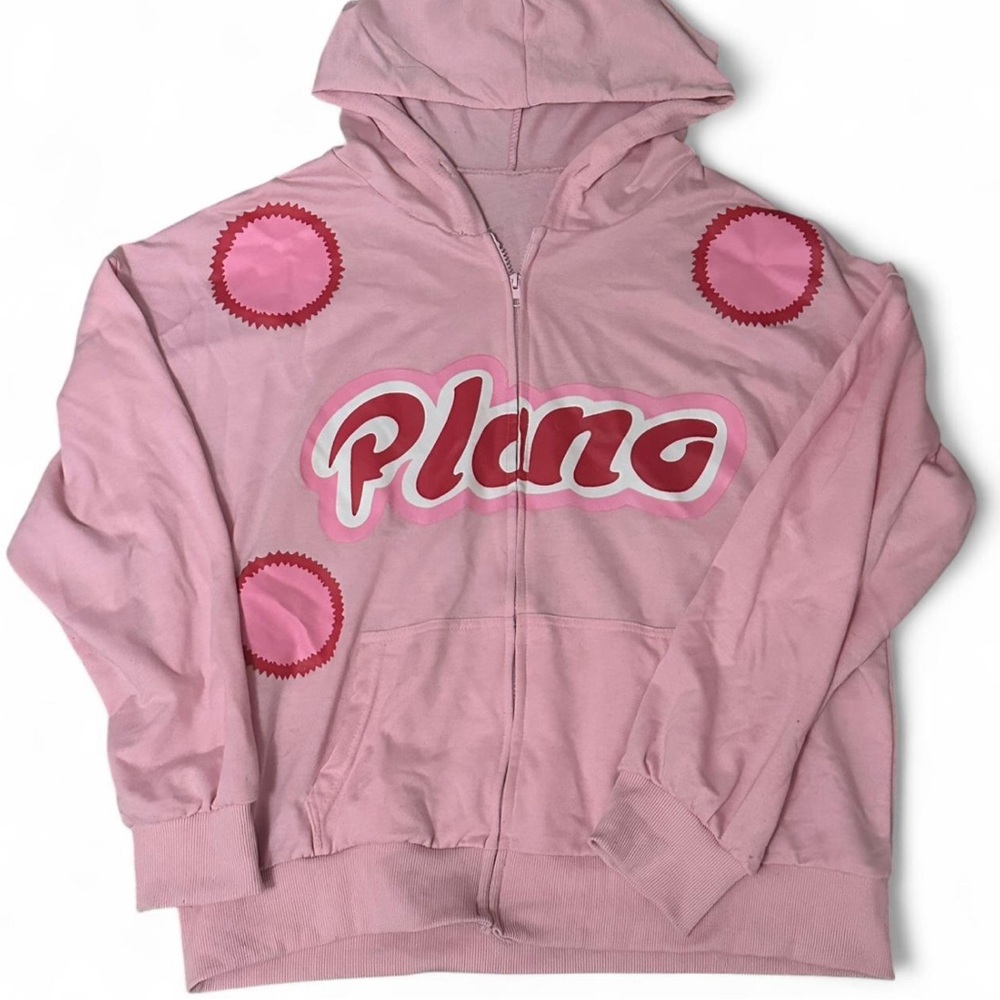 Pink L plano zip-up hoodie